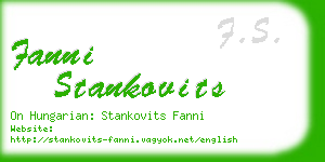 fanni stankovits business card